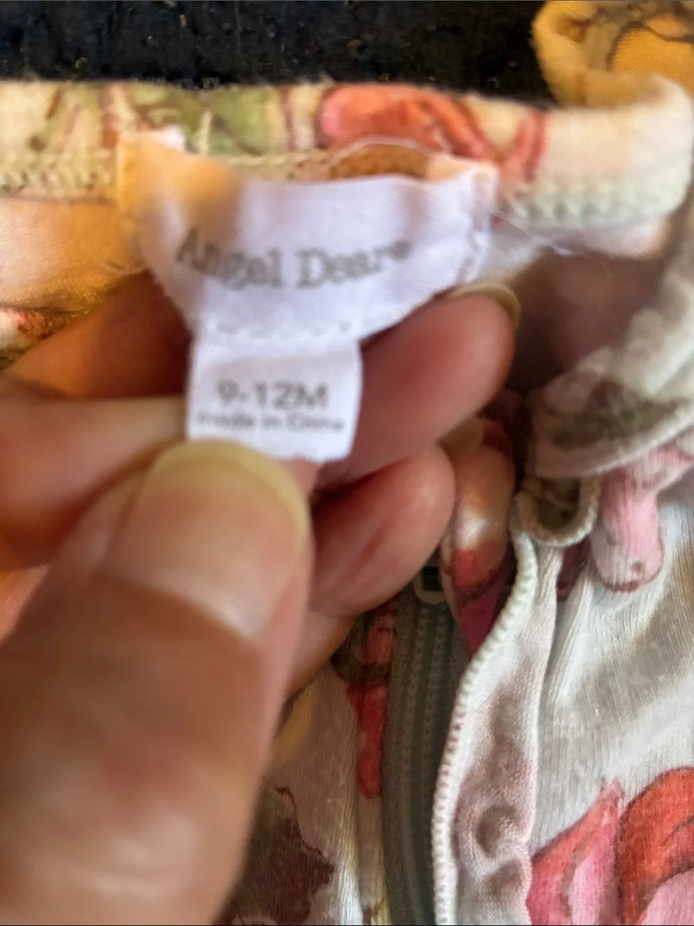 Angel Dear Pink Floral Cream Footed One-Piece